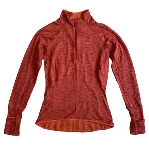 Nike Dri-Fit Womens Long Sleeve Running Shirt, 1/4 Zip Coral XS‎